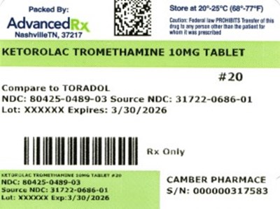 Ketorolac Tromethamine #20 - Ketorolac Tromethamine 10mg 80425 0489 03